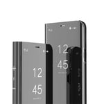 IMEIKONST Xiaomi Mi 8 Lite Case Bookstyle Mirror Design Makeup Clear View Window Kickstand Full Body Protective Bumper Flip Folio Shell Case Cover for Xiaomi Mi 8 Lite Flip Mirror: Black QH
