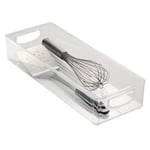 iDesign Cabinet/Kitchen Binz Boîte de Rangement, Moyen Bac pour Réfrigérateur en Plastique, Longue Boîte, Transparent