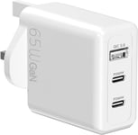 65W USB C Charger Plug 3 Port Type C Fast Wall charger For iPhone MAcBook Pro