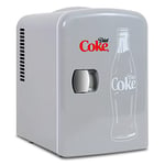 Koolatron Diet Coke Mini Fridge For Bedrooms 4L Small Fridge 6 Can Table Top Fridge Quiet Mini Fridges For Skincare Food Drinks Kids Home Car & Travel 12v Portable Cooler Warmer Refrigerator, Grey