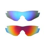 Walleva Fire Red + Ice Blue Polarized Lenses For Oakley M2 XL Sunglasses