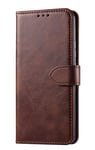 NOKOER Leather Case for OPPO Find X3 Lite, Flip Cowhide PU Leather Wallet Cover, Card Holder Leather Protective Phone Case for OPPO Find X3 Lite - Brown