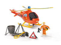 Fireman Sam Helicopter Wallaby with Tom Figure, with Original Sound, Blue Light, Searchlight, Cable Winch, 15 cm, from 3 Years