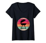 Womens Vintage Pride Barbecue Lid Up Grill Party Sunset Tee. V-Neck T-Shirt