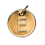Bokstavshänge cirkel E – Ø12 mm, mässing pläterat med 9 karat guld