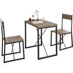 Set de 1 Table + 2 Chaises Table à Manger Table de Cuisine Ensemble Table de Balcon + 2 tabourets avec Dossier mobilier de Jardin Sobuy OGT19-N