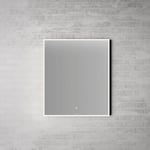 linn bad speil vange med lysramme lys ramme og svart kant 60 cm