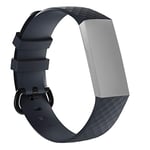 JIAOCHE Pattern Silicone Wrist Strap Watch Band for Fitbit Charge 4 Small Size：190 * 18mm(Black) (Color : Navy Blue)