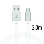 "Textile Quick Charge 3.0 Micro USB 2M" Silver