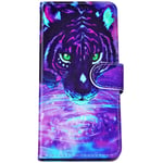 Felfy Compatible with LG Q70 Phone Case PU Leather Protective Cover Tiger Fashion Pattern Flip Wallet Case with Magnetic Stand Card Slots Shockproof Leather Cover for LG Q70