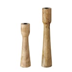 Boltze Bougeoir Caldeas 2025155 - Lot de 2 bougeoirs en Bois - Design élégant - Décoration de Table à Manger - Commode - Style Boho