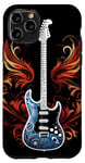 Coque pour iPhone 11 Pro Guitare électrique avec flammes Metal Band Rock Design