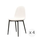 SALLY-Chaise en tissu bouclette Ecru et métal noir (x4) - Beige