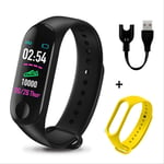 XSHIYQ Smart Bracelet Heart Rate Blood Pressure Health Waterproof Smart Watch Bluetooth Watch Wristband Fitness Tracker 19 * 11mm Black Yellow