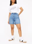 Tu Mid Wash Denim Mom Shorts 14 female