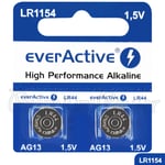 2 x everActive AG13 LR44 Alkaline batteries LR1154 A76 SR41 1.5V GREAT VALUE