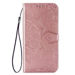 TANYO Case Suitable for Xiaomi Redmi 9A(Redmi 9AT), Stylish Leather Full-Cover Phone Case, 3 Card Slot, Magnetic Closure and Flip Stand Wallet Case. Rose gold