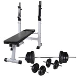 vidaXL Workout Bench with Weight Rack, Barbell and Dumbbell Set 60.5kg UK NEW