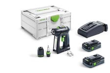 Skruvdragare/borr Festool C 18 HPC 4,0 I-Plus; 18 V; 2x4,0 Ah batt.