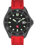 Timex Red Mens Analogue Watch Deep Water Tiburon Automatic TW2W21000