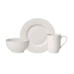 Villeroy & Boch - For Me Service de petit-déjeuner, 6 pièces, ensemble de vaisselle en porcelaine premium pour 2, french bol, assiette, mug, blanc, adapté au lave-vaisselle