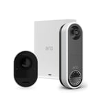 Arlo Ultra Smart Home Security Camera CCTV System and Wireless Video Doorbell bundle, 1 Camera kit, white