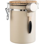 (Beige) Kaffebehållare - Kaffebehållare - 1,8L - Kaffebehållare Förvaringsbehållare - Kaffebehållare Förvaringsbehållare - Lufttät Kaffebehållare med CO2-avgas - beige