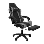 Racing 360 Reclining Swivel Gaming Chair Reclining PU Leather With Footrest & Massager- Grey