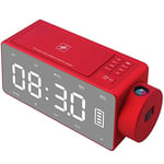 GDS Projection Alarm Clock Bluetooth Speaker with Wireless Charging Diy Ringtone, One-Button Snooze, Bluetooth Call Speaker, FM Radio