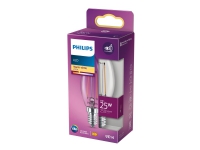 Philips - LED-glödlampa med filament - form: B35 - klar finish - E14 - 2 W (motsvarande 25 W) - klass E - varmt vitt ljus - 2700 K - transparent