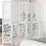 Room Divider 6 Panels Office Privacy Screen White Solid Wood Paulownia vidaXL