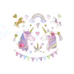1 set Unicorn väggdekal, stor storlek Unicorn väggklistermärke dekor för Gilrs barn sovrum födelsedagsfest