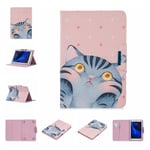 Samsung Galaxy Tab A 7.0 stylish patterned leather flip case - Touching Face Cat