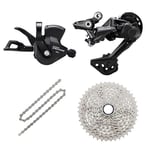 JGbike Compatible 10 speed MTB 4pc groupset for Shimano Deore M4100: Right Shift Lever,Long cage Rear Derailleur, 11-42T Cassette or Sunrace 11-46T Cassette, KMC X10 Chain
