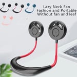 Portable Usb Rechargeable Mini Fan Neckband Dual Cooling Lazy Ne Black Red