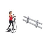 Sunny Health & Fitness Legacy Stepping Elliptical Machine, Total Body Cross Trainer with Ultra- Quiet Magnetic Belt Drive SF-E905 and Unisex Sunny Health & Fitness 35 Cm Threaded Chrome Dumbbell Bar