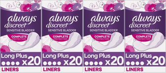 Always Discreet Sensitive Bladder Incontinence Womens Panty Liners Plus 80 Pack