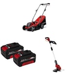 Einhell Power X-Change 18/33 Cordless Lawnmower With Battery and Charger & Einhell Power X-Change 18V, 4.0Ah Lithium-Ion Battery Twin Pack & Einhell Power X-Change 18V Cordless Strimmer - 24cm