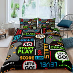 Loussiesd Gamepad Duvet Cover Video Game Bedding Set Modern Game Controller Comforter Cover for Boys Children Teens Gamer Bedroom Decor Bedspread Cover Abstract Double Size With 2 Pillow Case