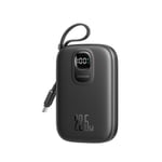Joyroom 22,5W snabbladdning Powerbank 10000mAh inbyggd USB-C-kabel - Svart