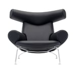 Fredericia Furniture - Wegner Ox Chair, Chrome, Leather Cat. 3 Max 98 Black - Fåtöljer