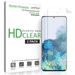 amFilm Galaxy S20 Screen Protector (2 Pack), Case Friendly (Fingerprint Scanner Compatible) HD Clear Flexible Elastic Skin TPU Film (Easy Installation) Screen Protector for Samsung Galaxy S20