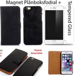 Magnet Plånboksfodral + Tempered Glass Iphone 8 Plus - Svart