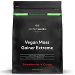 Mass Gainer Protein Powder 2kg Vegan Strawberries Cream Protein Works DATE 08/23