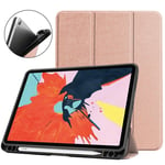iPad Air (2022/2020) Litchi Tri-Fold Skinndeksel med Apple Pencil Holder - Rose Gold