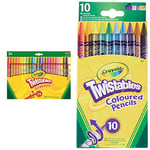 CRAYOLA Twistables Colouring Crayons - Assorted Colours (Pack of 24) & Twistables Colouring Pencils - Assorted Colours (Pack of 10) | Simply Twist for More Colouring Fun - No Need to Sharpen!