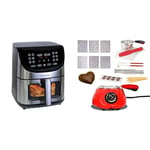 Kenmore Air Fryer 7.8l Digital Touch Screen 12 Cooking Modes Programmable Timer Stainless Steel + Total Chef Chocolate Melting Pot Fondue Set Chocolatier 250g Electric Chocolate Melter Candy Maker Red