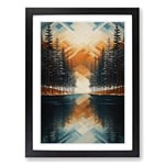 Winter Landscape Geometric No.3 Framed Wall Art Print, Ready to Hang Picture for Living Room Bedroom Home Office, Black A2 (48 x 66 cm)