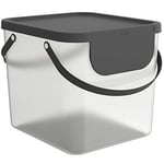 Rotho Albula Boîte de rangement 40l avec couvercle, Plastique (PP recyclé), transparent/anthracite, 40l (39.8 x 35.8 x 33.9 cm)