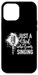 Coque pour iPhone 12 Pro Max Singer Microphone vintage Motif fleurs chantantes Opéra